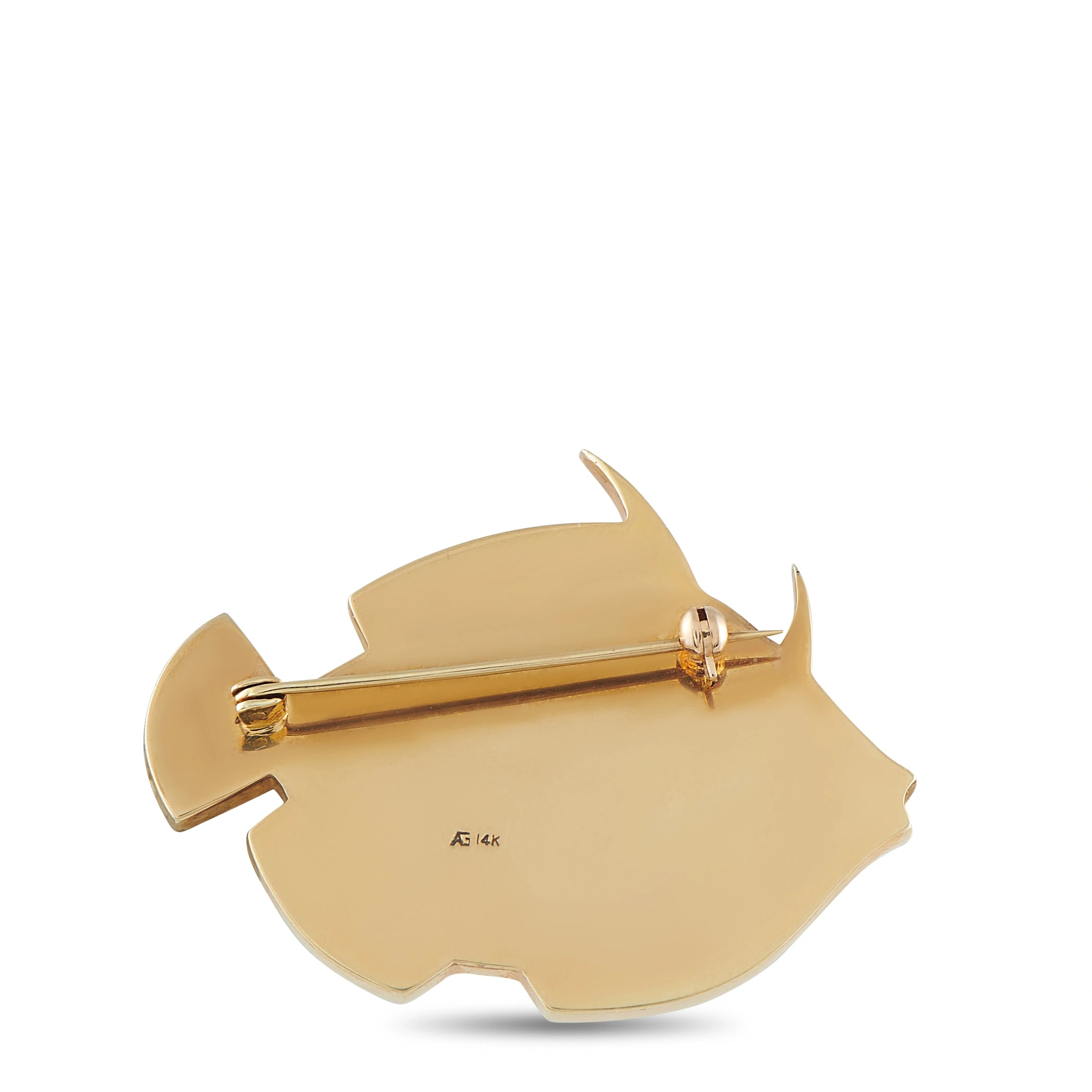 Asch Grossbardt 14K yellow gold fish brooch back with pin clasp