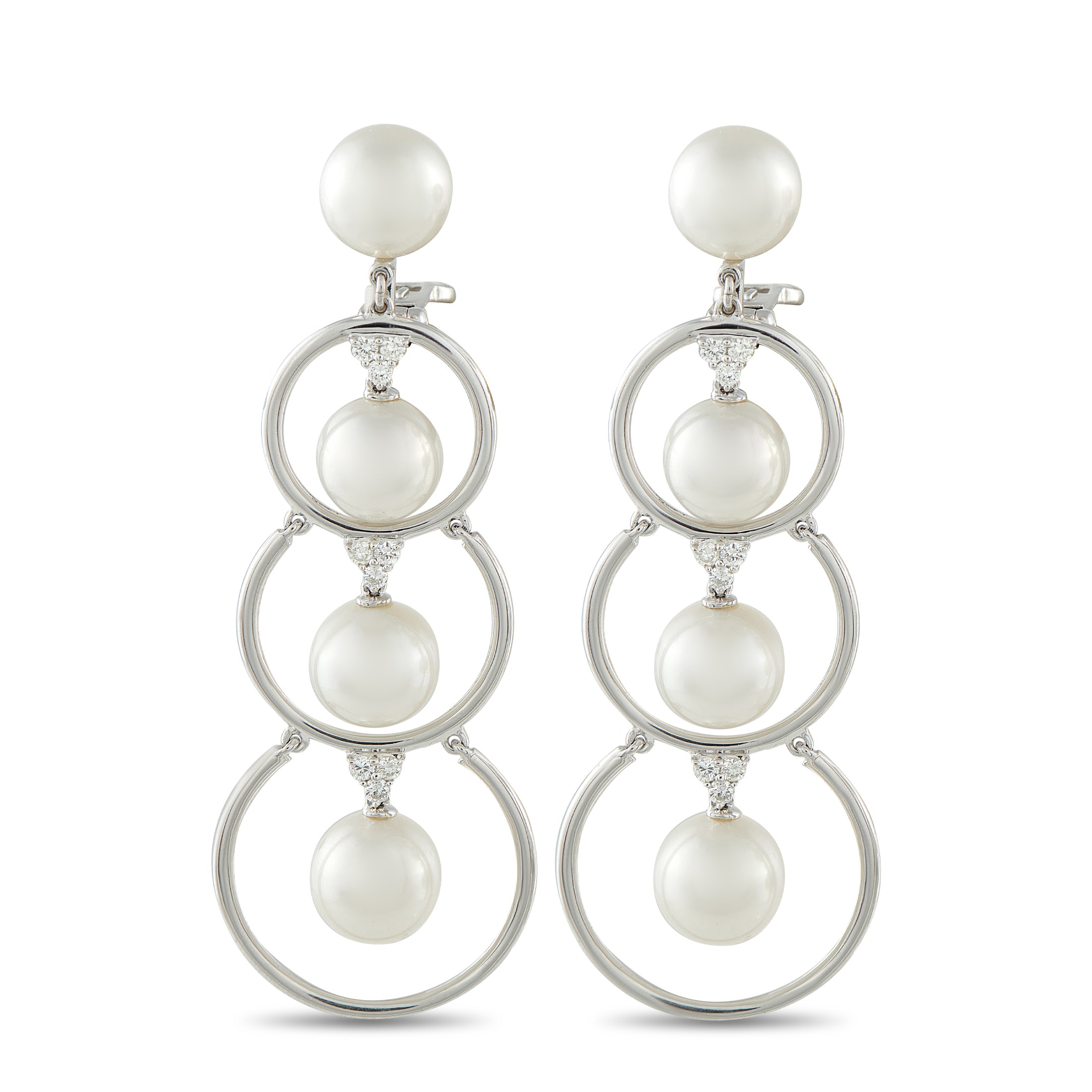 Assael18K White Gold 0.55ct Diamond and Pearl Clip-On Earrings