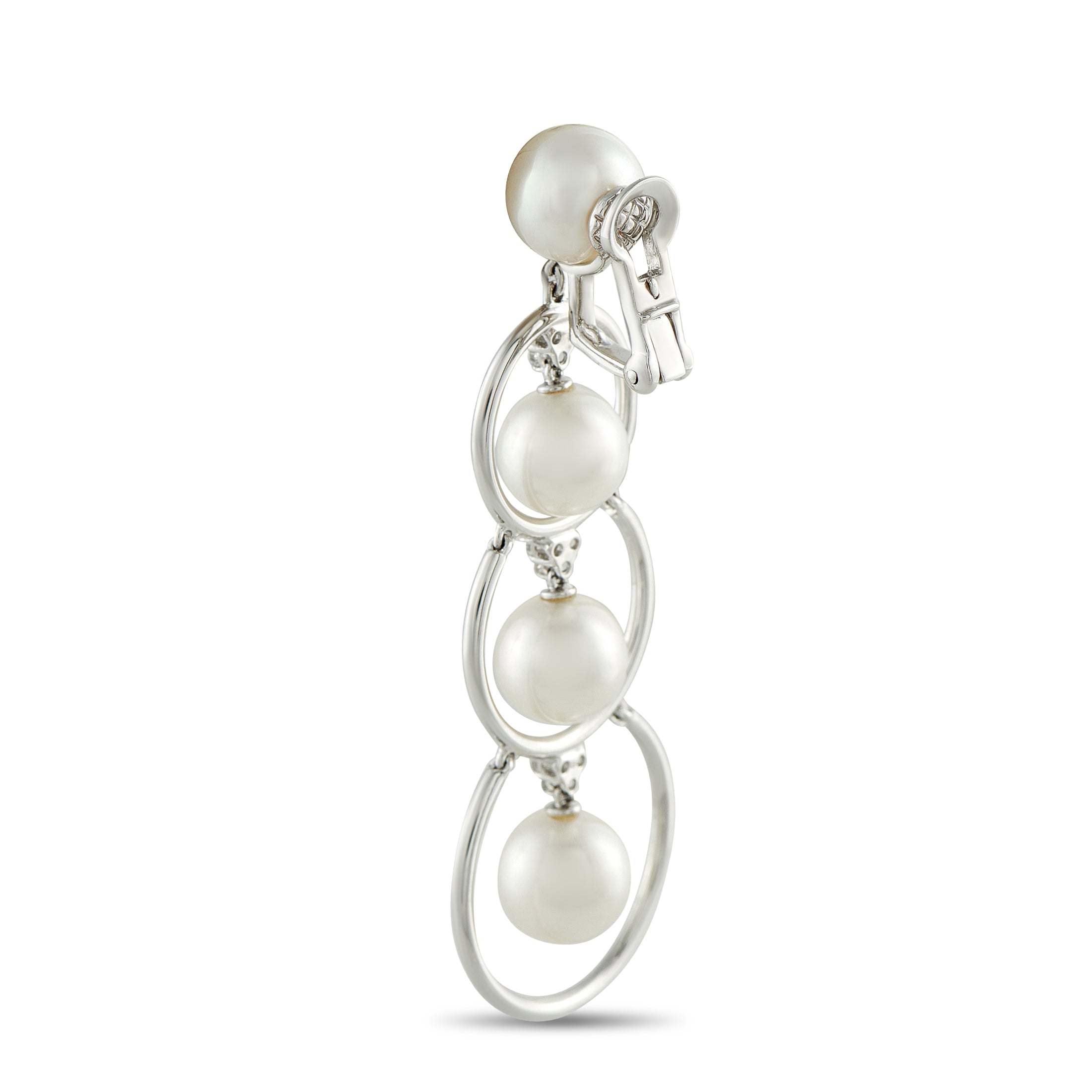 Assael 18K White Gold 0.55ct Diamond and Pearl Clip-On Earrings