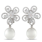 Assael 18K White Gold 5.24ct Diamond and Pearl Clip-On Earrings