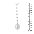 18K white gold diamond drop necklace with star-like top and hanging pearl