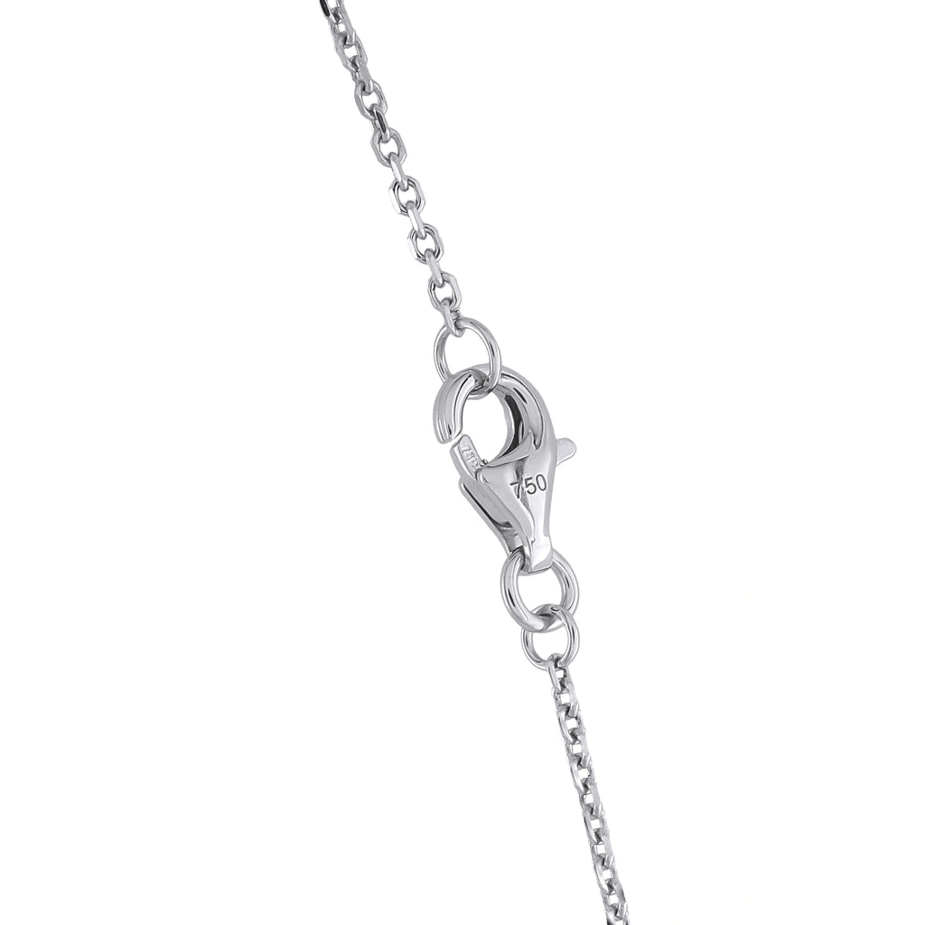 White gold necklace clasp with swivel ring and engraved hallmark
