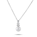 Assael white gold drop necklace with diamond accents and pearl pendant