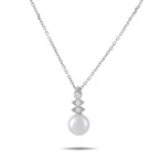 Assael white gold drop necklace with diamond accents and pearl pendant