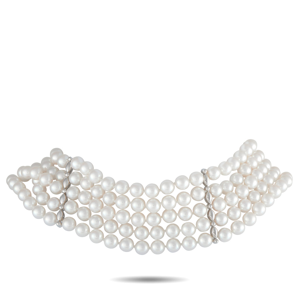 Assael 18K White Gold Pearl 5-Row Choker Necklace