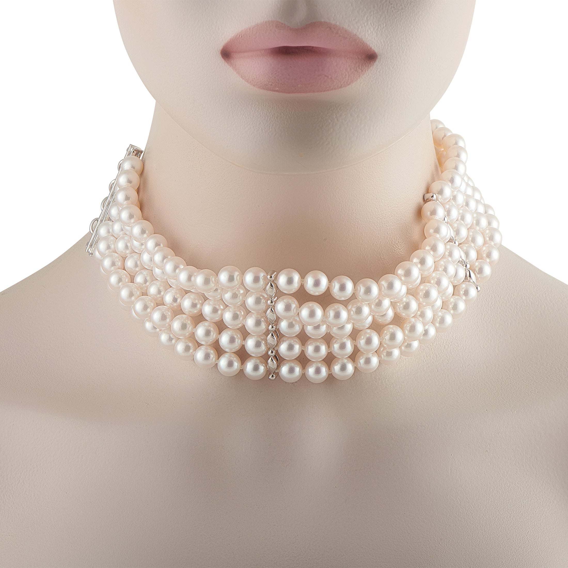 Assael 18K White Gold Pearl 5-Row Choker Necklace
