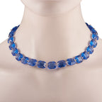Baccarat18K Yellow Gold Blue Crystal Necklace