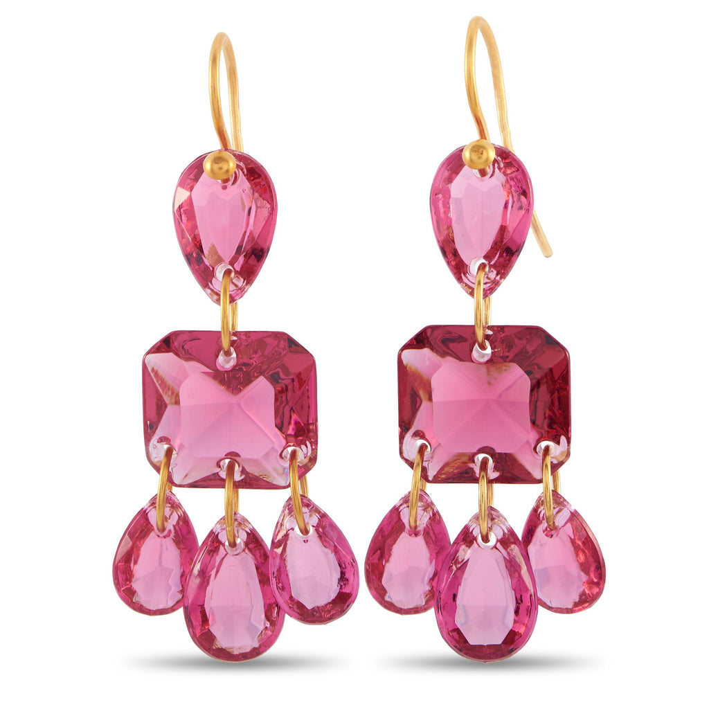 Baccarat18K Yellow Gold Red Crystal Necklace