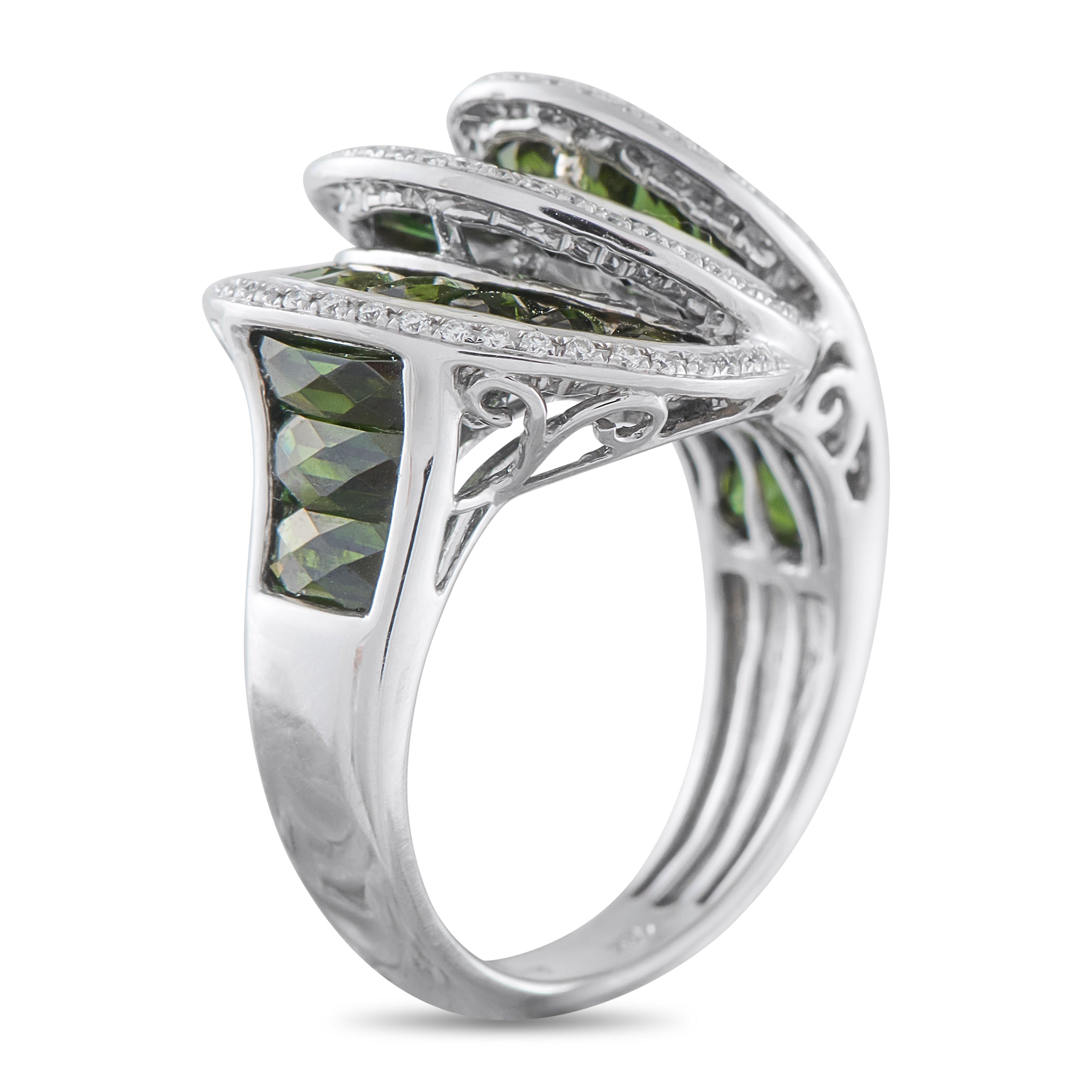 Bellarri18K White Gold Diamond and Tourmaline Ring