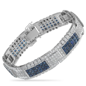 Bellarri 18K White Gold 3.28ct Diamond and Sapphire Bracelet