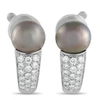 Boucheron18K White Gold 0.35ct Diamond and Black Pearl Clip-On Earrings