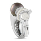 Boucheron18K White Gold 0.35ct Diamond and Black Pearl Clip-On Earrings