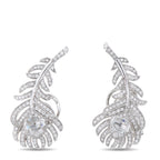 BOUCHERON Plume de Paon 18K White Gold 1.10ct Diamond Earrings