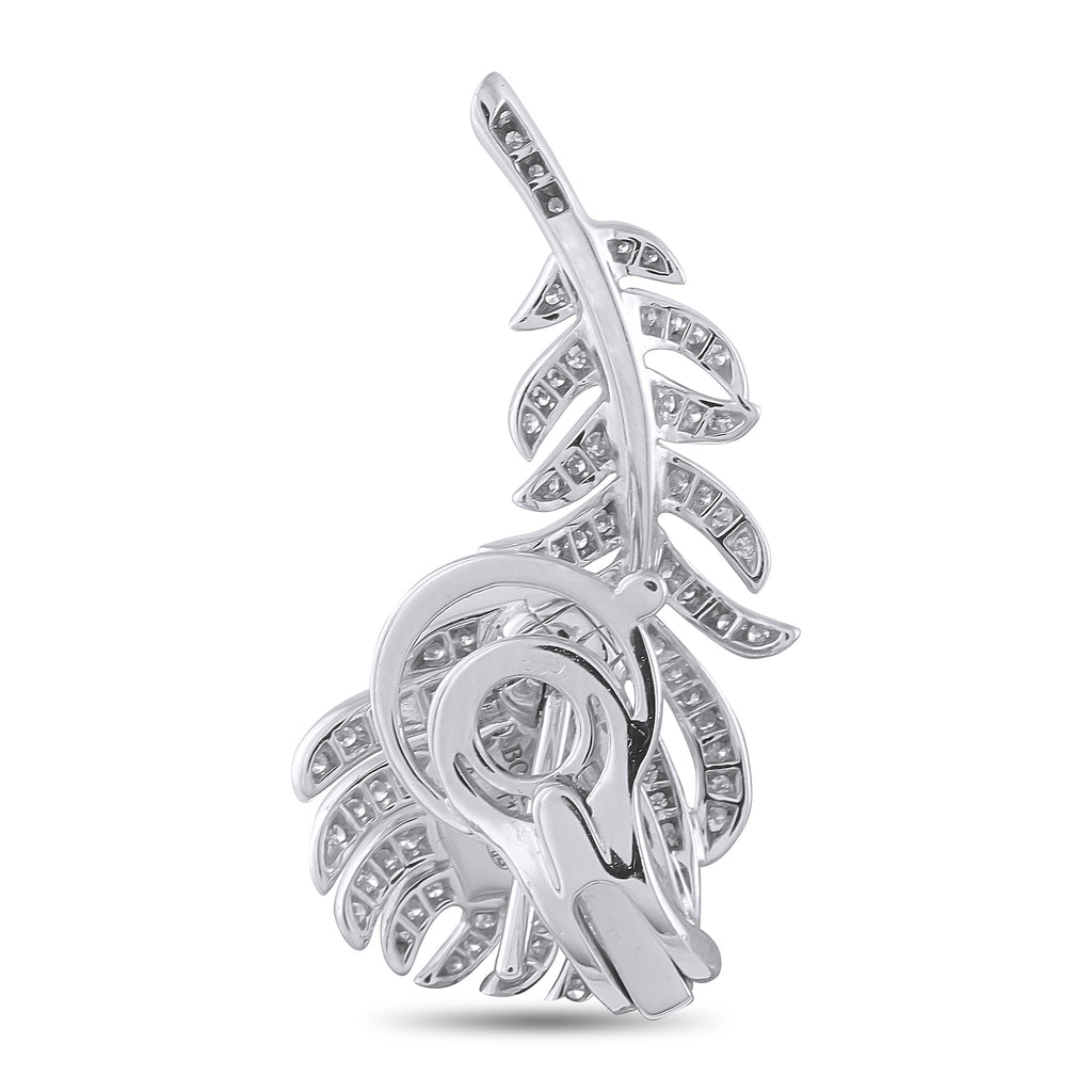 BOUCHERON Plume de Paon 18K White Gold 1.10ct Diamond Earrings