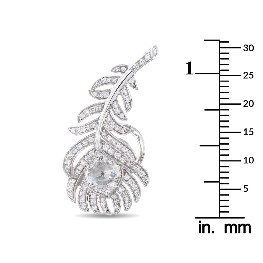 BOUCHERON Plume de Paon 18K White Gold 1.10ct Diamond Earrings