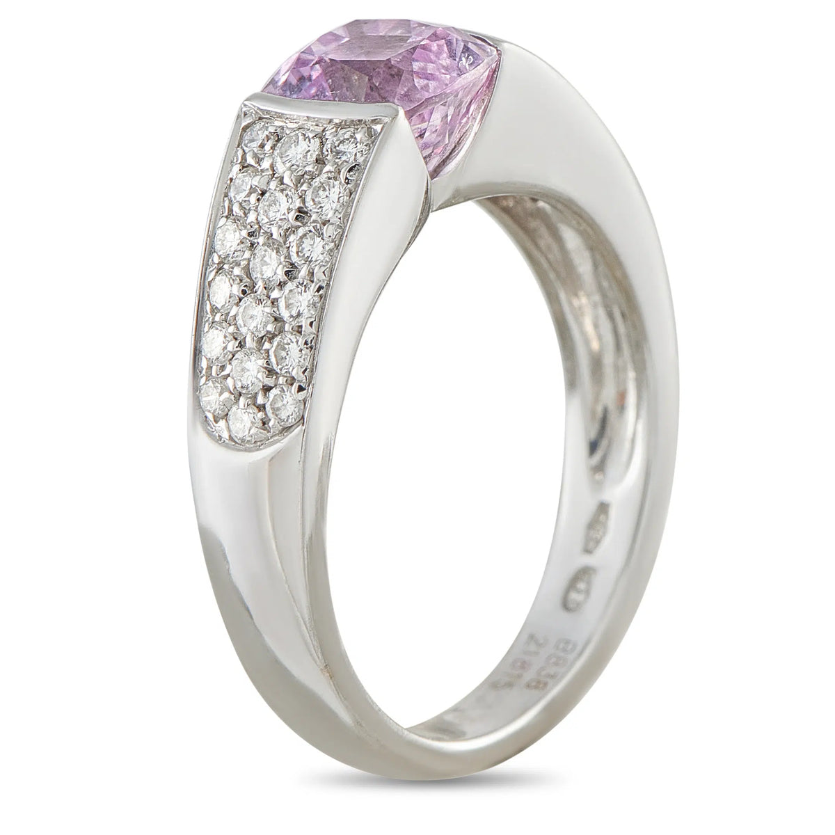 Boucheron 18K White Gold 0.40ct Diamond and Pink Sapphire Ring
