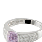Boucheron white gold ring with pink sapphire and diamond pavé