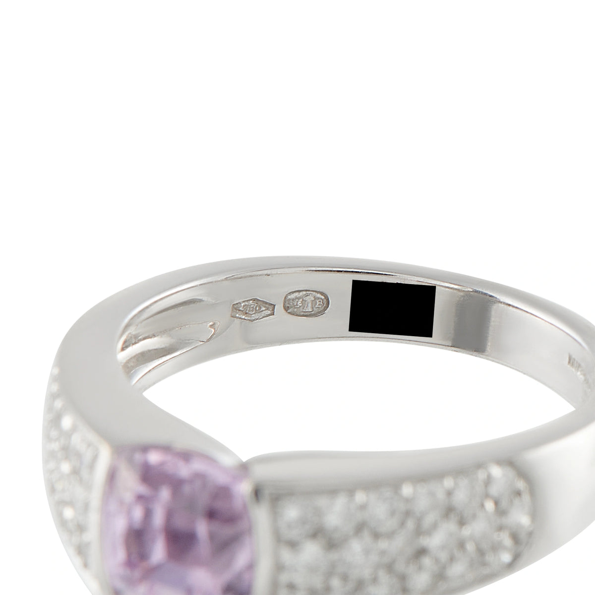 Boucheron 18K White Gold 0.40ct Diamond and Pink Sapphire Ring