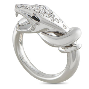 Boucheron 18K White Gold 0.16ct Diamond Snake Ring