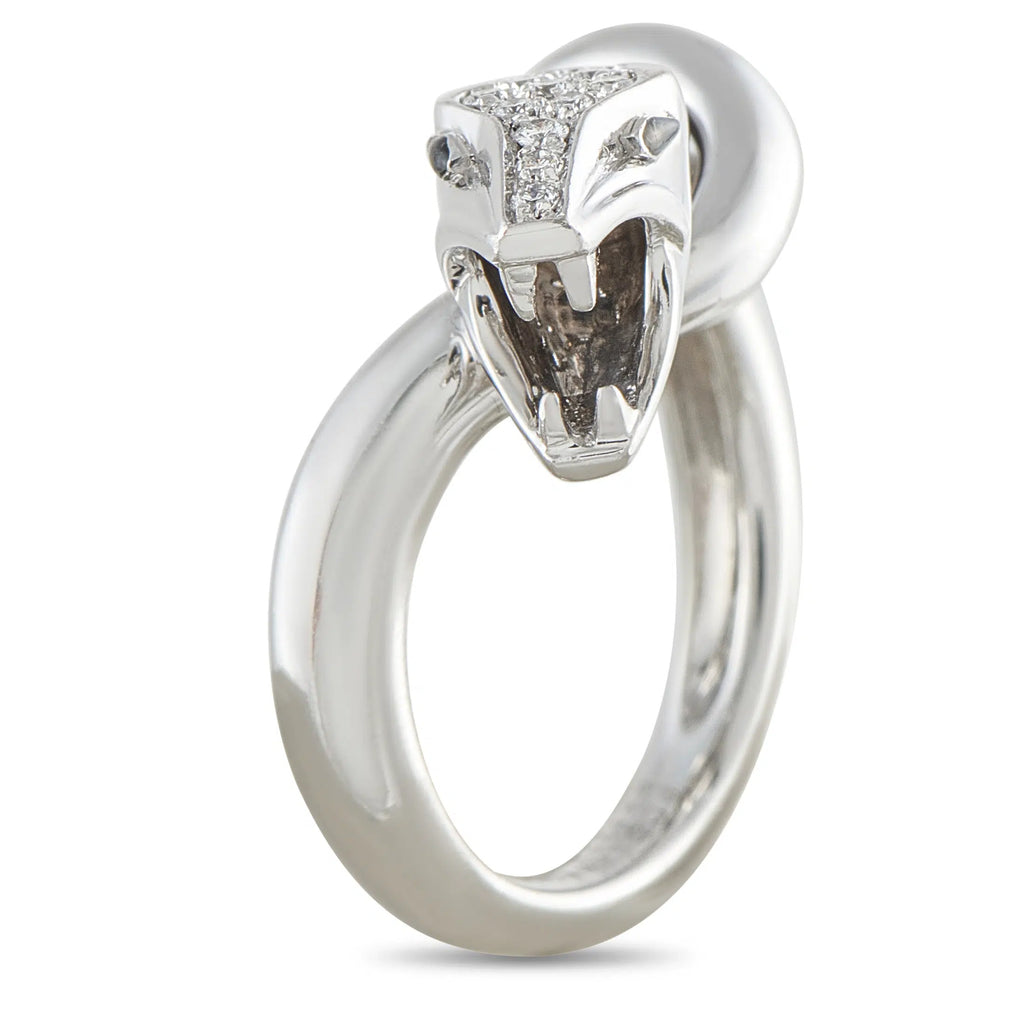 Boucheron 18K White Gold 0.16ct Diamond Snake Ring