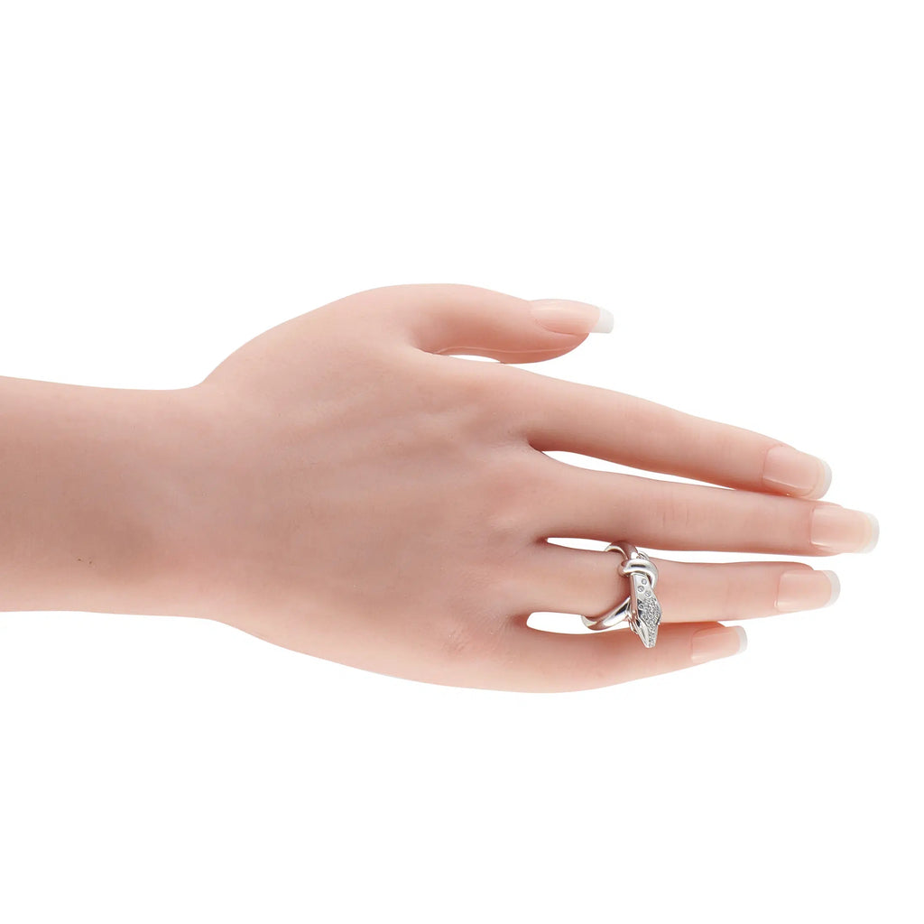 Boucheron 18K White Gold 0.16ct Diamond Snake Ring