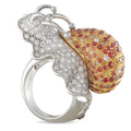Boucheron 18K white gold snail ring with diamonds and sapphires