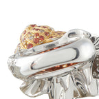 Boucheron 18K white gold snail ring with pavé diamonds and sapphires