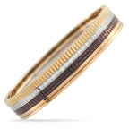 Boucheron Quatre tri-color gold diamond bracelet with textured bands