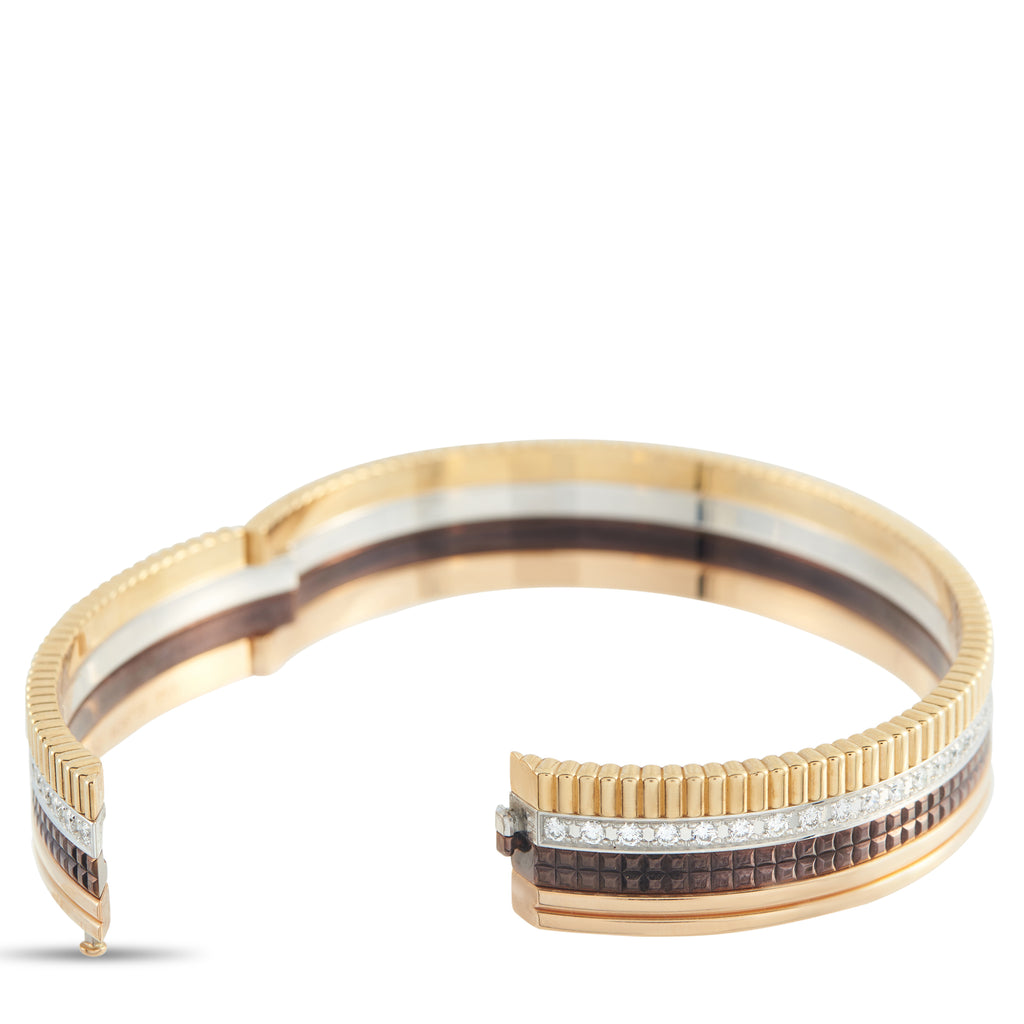 BOUCHERON Quatre 18K Yellow, Rose, and White Gold 1.48ct Diamond Bracelet