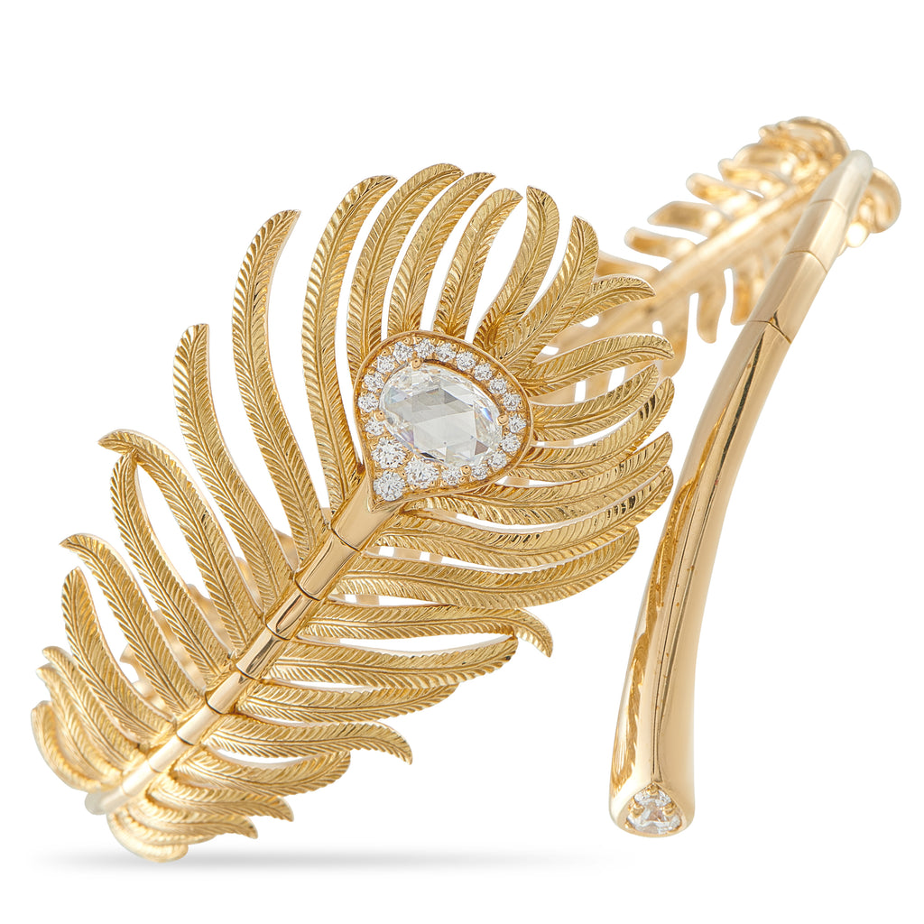 BOUCHERON Plume de Paon 18K Yellow Gold Diamond Bracelet
