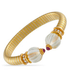 Boucheron Vintage 18K Yellow Gold 0.45ct Diamond, Ruby and Rock Crystal Bracelet
