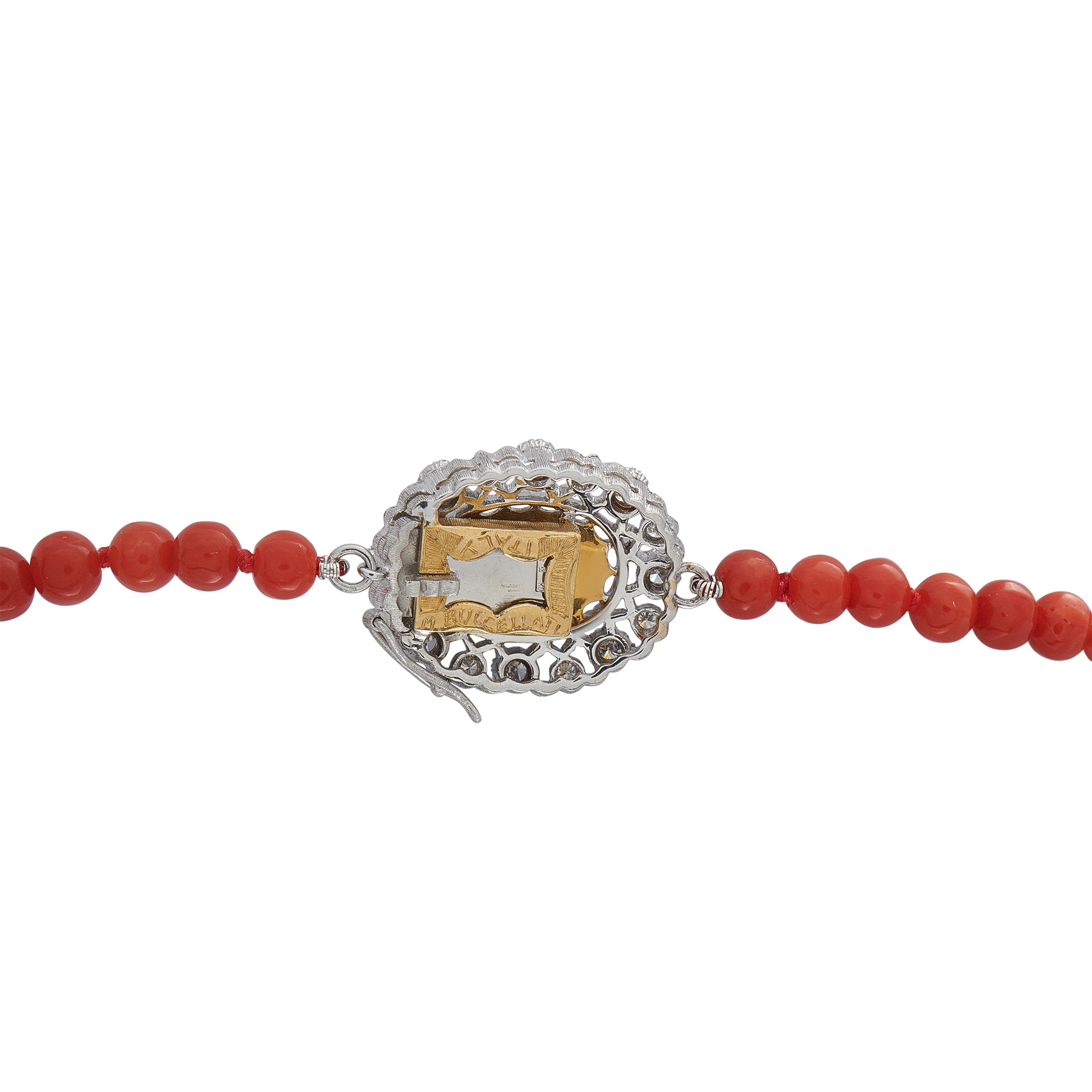 Buccellati 18K White and Yellow Gold Coral Necklace
