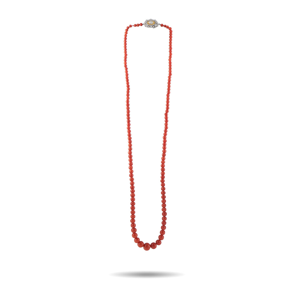 Buccellati 18K White and Yellow Gold Coral Necklace