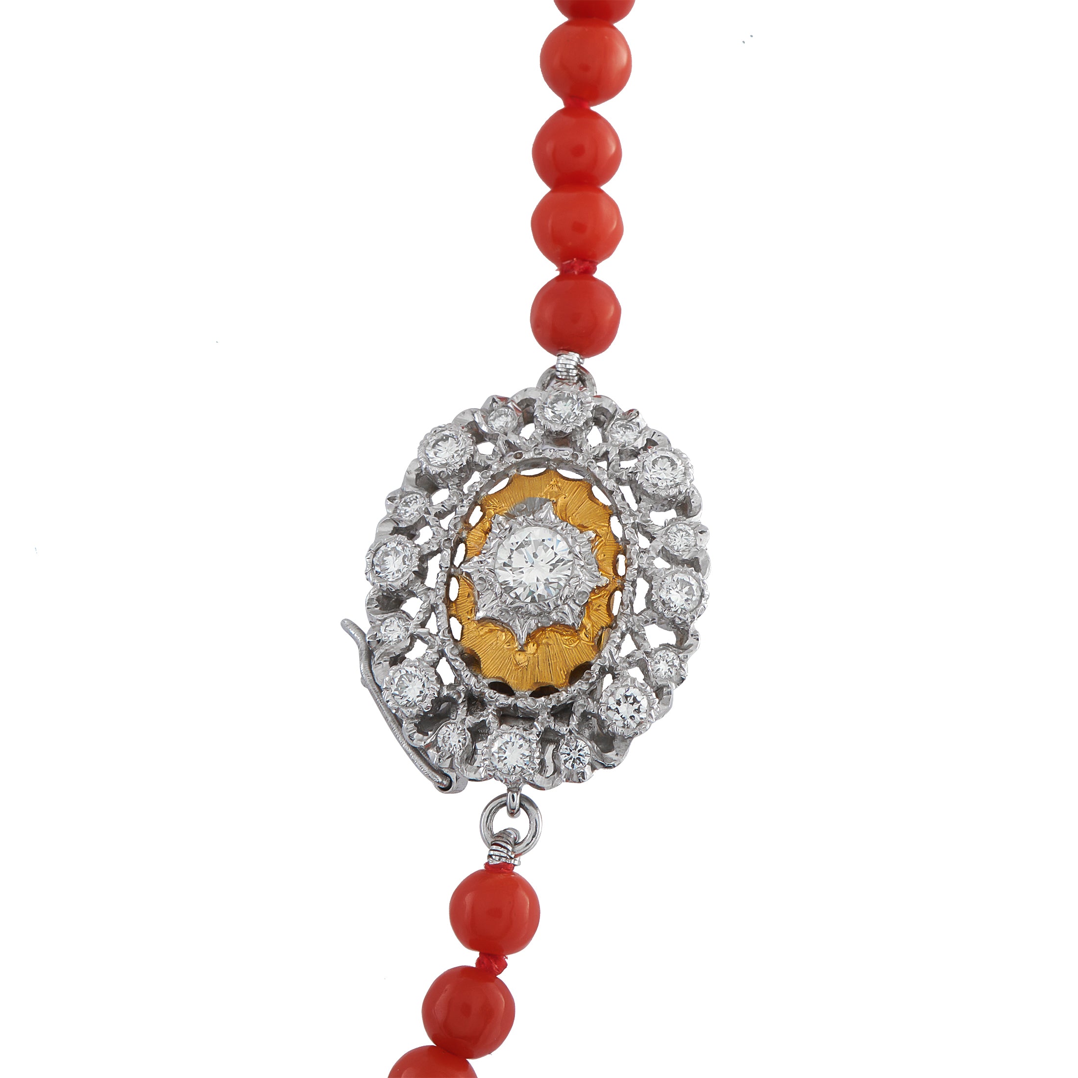 Buccellati 18K White and Yellow Gold Coral Necklace