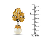Buccellati 18K Yellow Gold Diamond and Pearl Leaf Drop Earrings