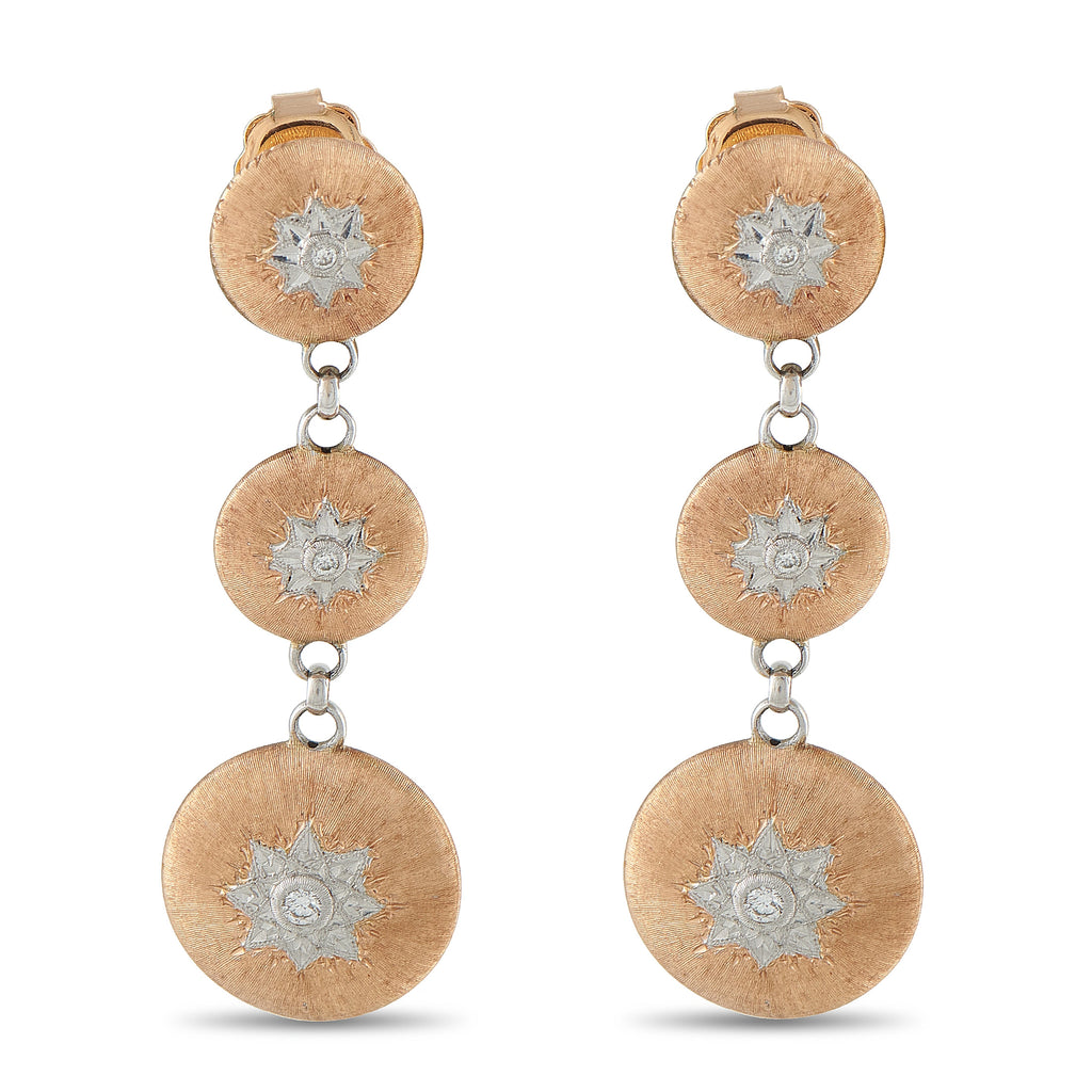 Buccellati Macri 18K Rose Gold Graduating Disc Drop Earrings