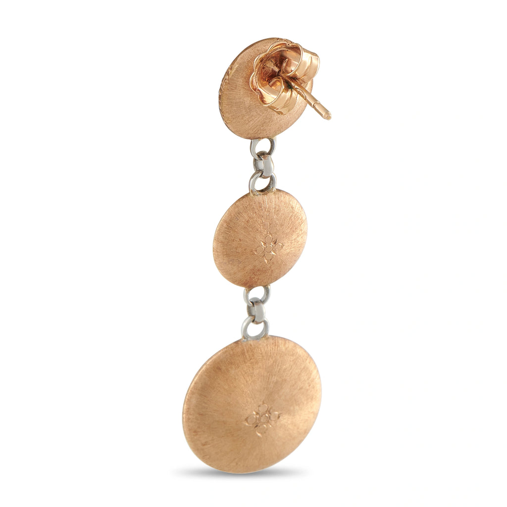 Buccellati Macri 18K Rose Gold Graduating Disc Drop Earrings