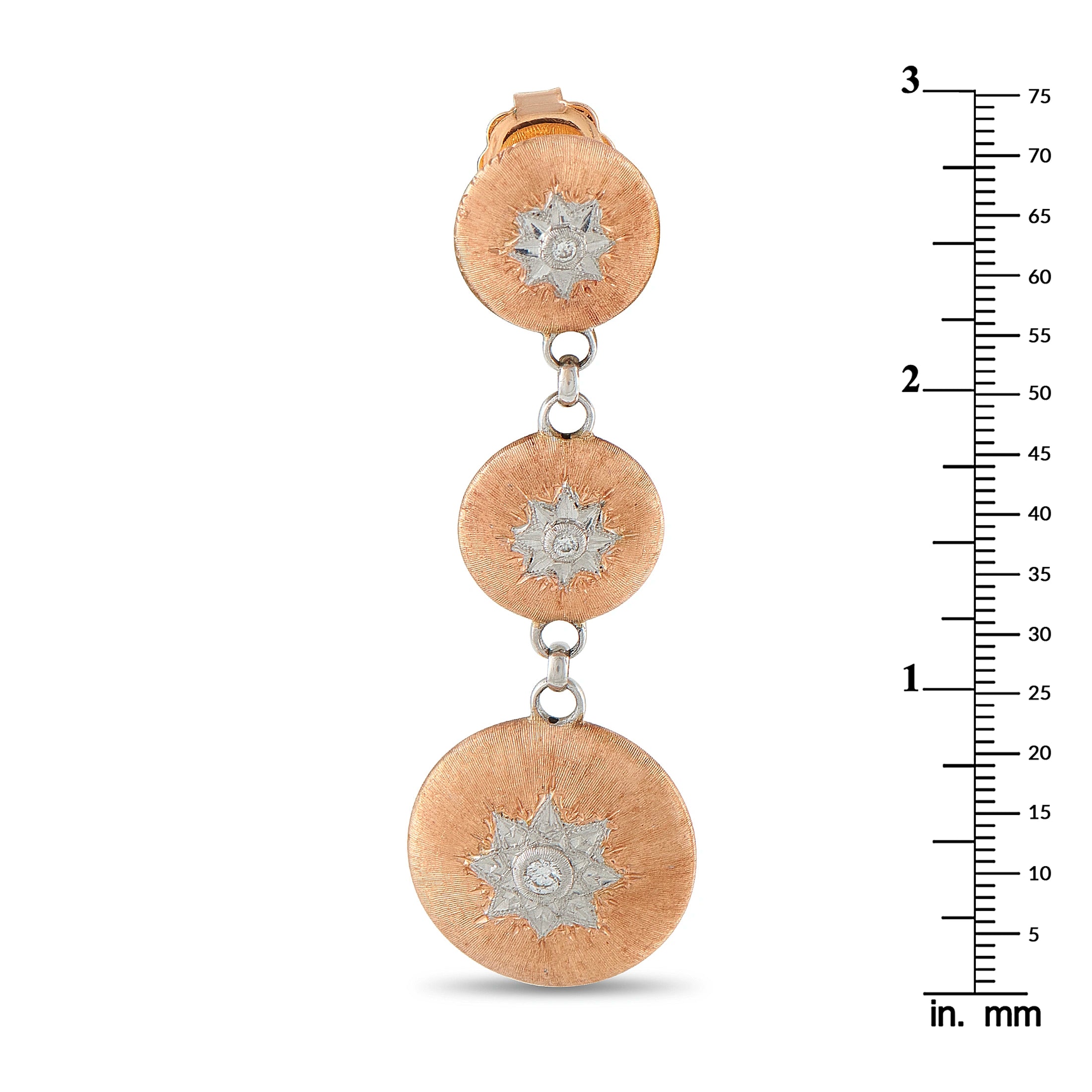 Buccellati Macri 18K Rose Gold Graduating Disc Drop Earrings