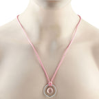 Bucherer 18K White Gold 1.11ct Diamond and Rose Quartz Cord Necklace