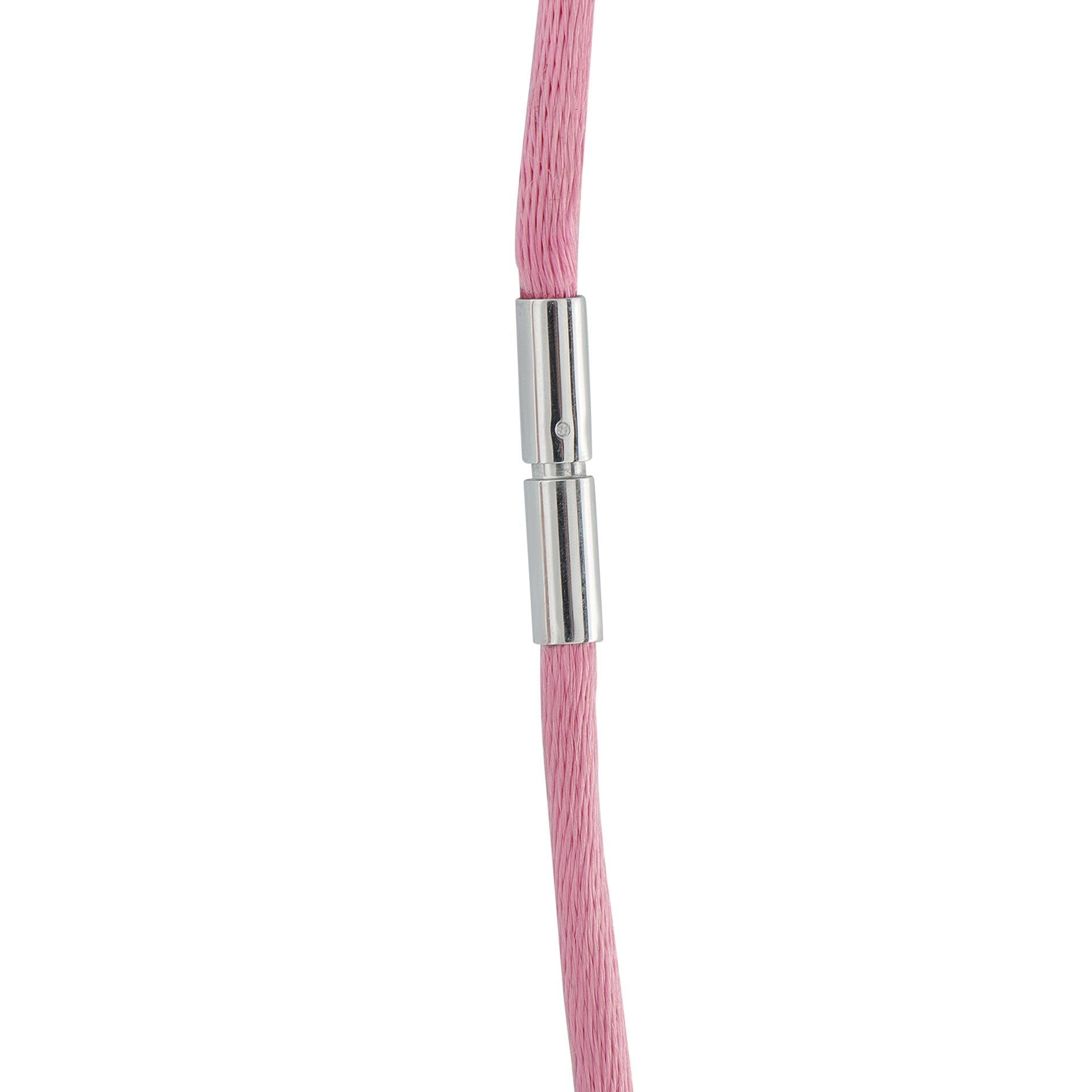 Bucherer 18K White Gold 1.11ct Diamond and Rose Quartz Cord Necklace