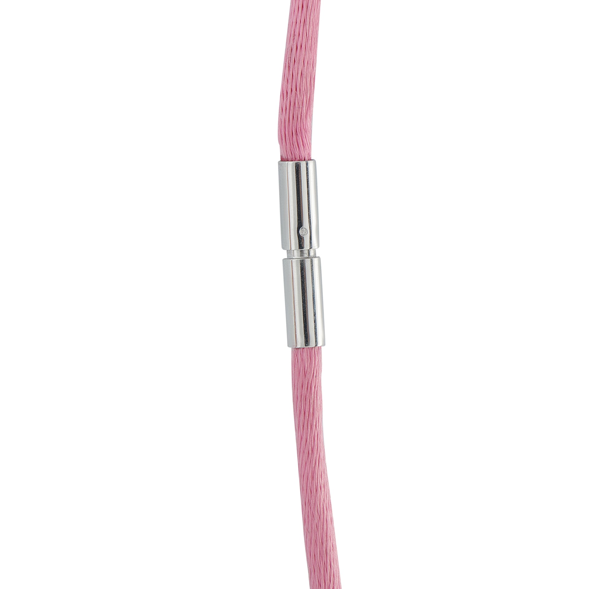 Bucherer 18K White Gold 1.11ct Diamond and Rose Quartz Cord Necklace