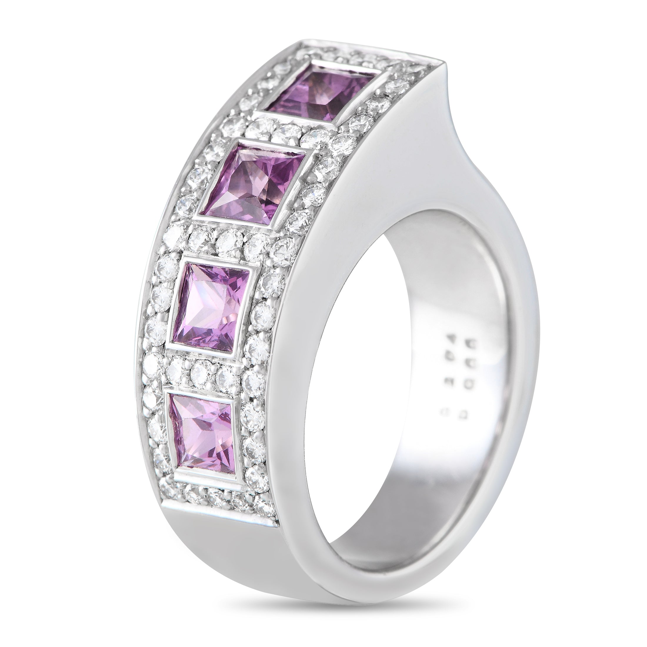 Bucherer 18K White Gold 0.65ct Diamond and Sapphire Ring