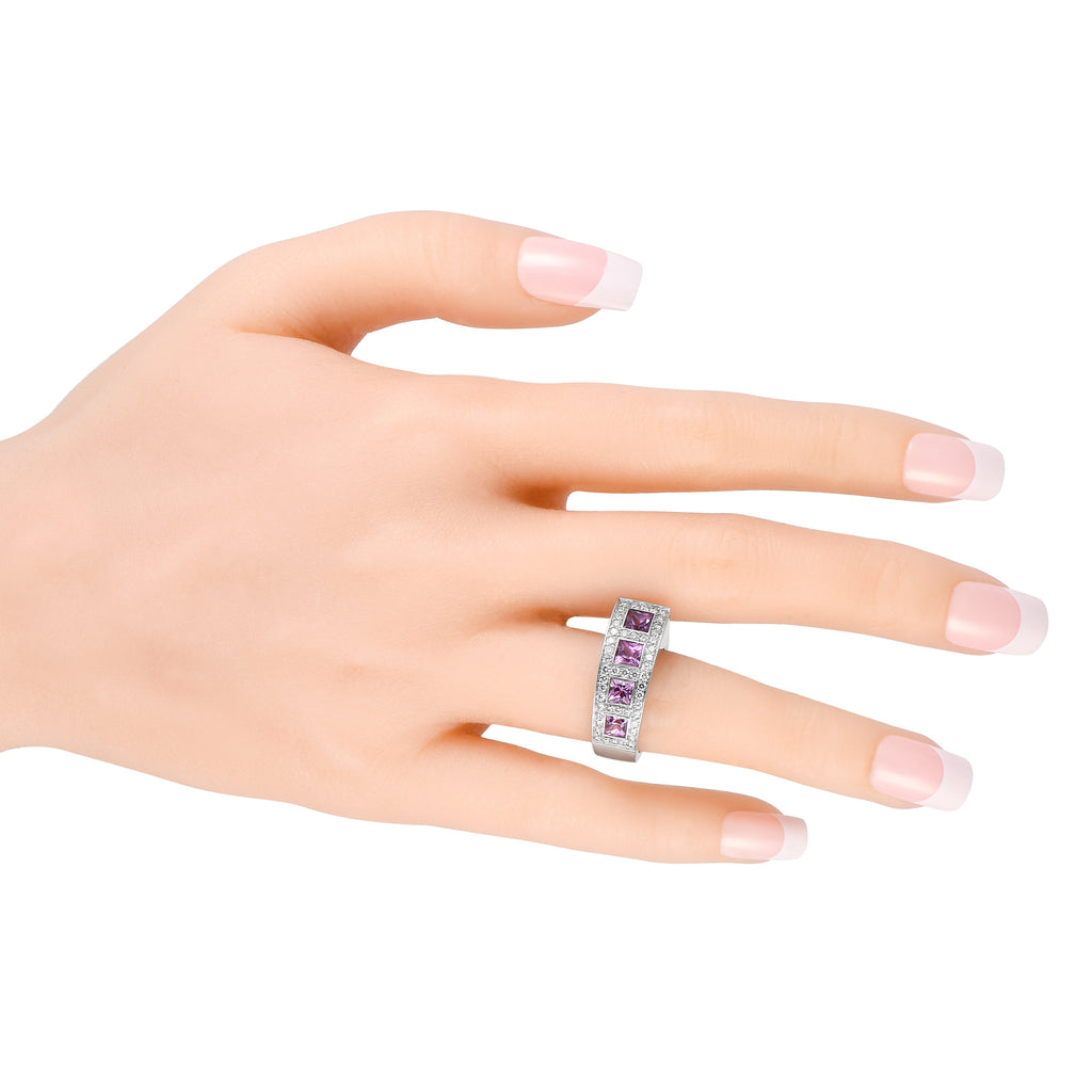 Bucherer 18K White Gold 0.65ct Diamond and Sapphire Ring