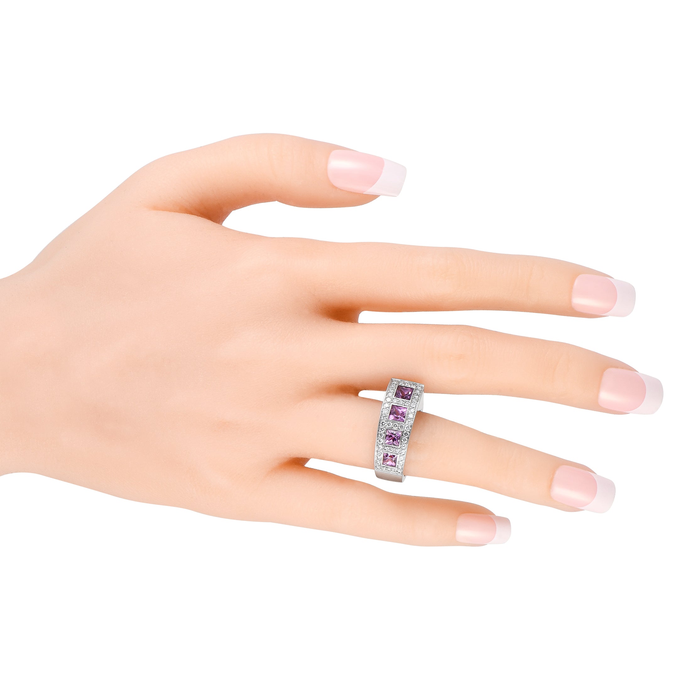 Bucherer 18K White Gold 0.65ct Diamond and Sapphire Ring