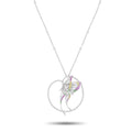 Butterfly pendant necklace with diamond halo and multicolor gemstone wings on chain