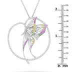Bucherer 18K White Gold 2.20ct Diamond, Sapphire and Tsavorite Butterfly Necklace