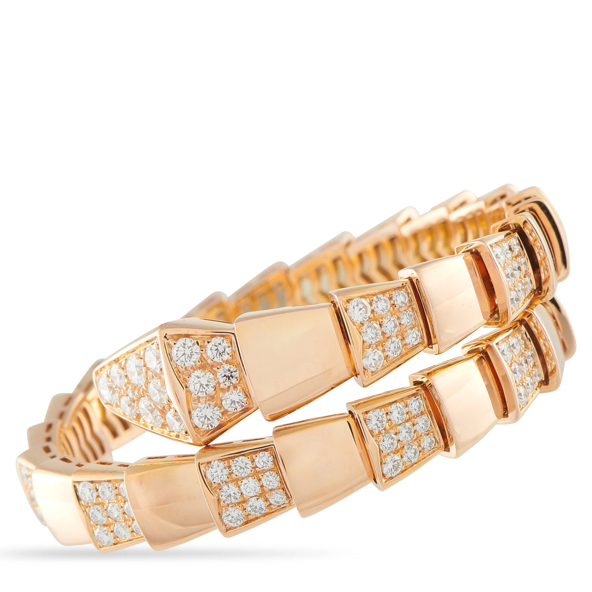 Bvlgari Serpenti rose gold bracelet with pavé diamond-set segments