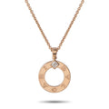 18k rose gold diamond pendant with oval ring, alphabet engraving and chain