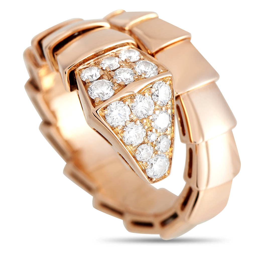 Bvlgari Serpenti Viper 18K Rose Gold 0.53ct Diamond Ring