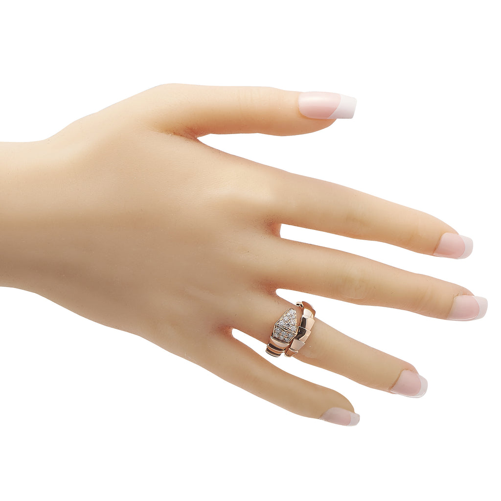 Bvlgari Serpenti Viper 18K Rose Gold 0.53ct Diamond Ring